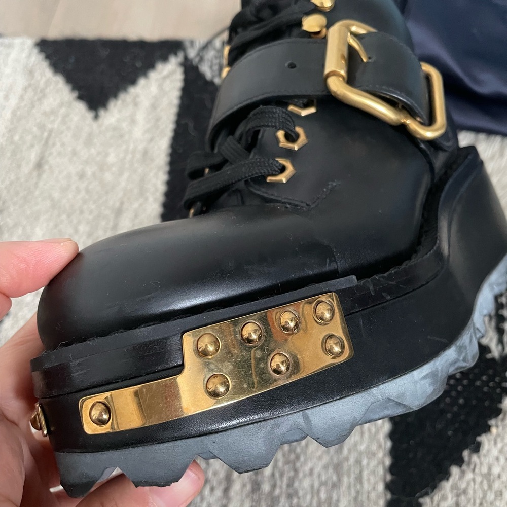 Prada Black Platform lace up boots 37.5 - Picture 3 of 15